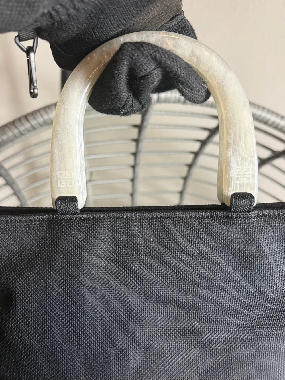 Givenchy Black Tote with Ivory Resin Top Handles